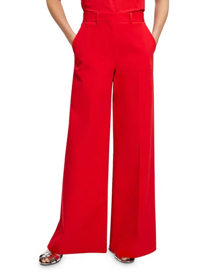 Theory Womens High Rise Stretch Wide Leg Pants In Red
