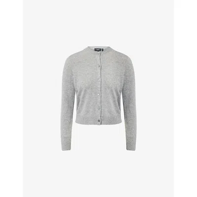 Theory Womens Husky Round-neck Log-sleeved Cashmere Cardigan Xs In Gray