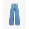 Theory Womens Ice Blue Wide-leg Denim-blend Jeans In Blue