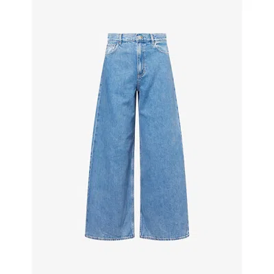 Theory Womens Ice Blue Wide-leg Denim-blend Jeans