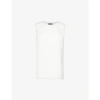 Theory Womens Ivory - C05 Sleeveless Round-neck Silk Top