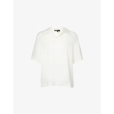 Theory Womens Fluid Short-sleeves Silk Polo Shirt Ivory