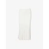 Theory Womens Ivory Panelled-rib Stretch-knit Midi Skirt In White