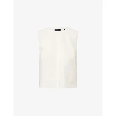 Theory Womens Ivory Sleeveless Cotton Shell Top In White