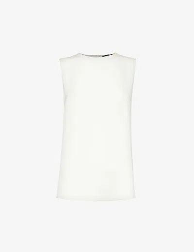 Theory Womens Ivory Sleeveless Regular-fit Silk Top In White