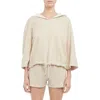 Theory Womens Linen Blend Sweatshirt Hoodie In Neutral
