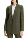 Theory Rolled-sleeve Shawl Collar One-button Jacket In Green