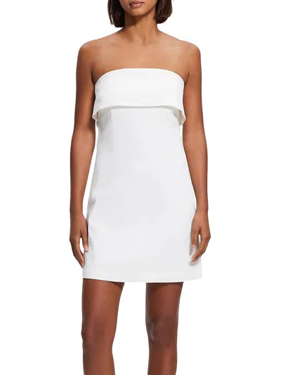 Theory Womens Linen Mini Dress In White
