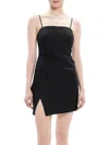 Theory Galena Linen Notched-hem Mini Dress In Black