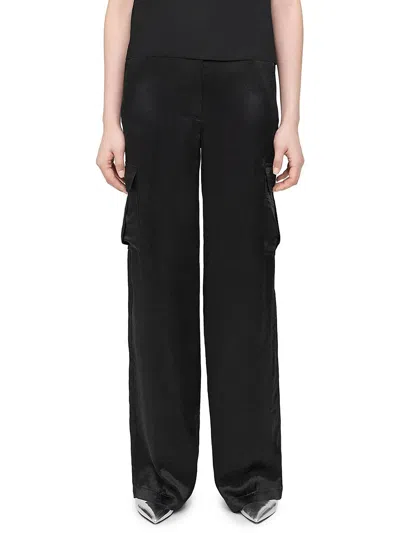 Theory Womens Mid-rise Wide Leg Cargo Pants In Black