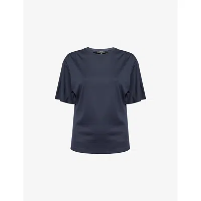 Theory Womens Nocturne Navy Gathered Round-neck Cotton-jersey T-shirt
