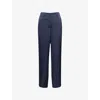 Theory Womens Nocturne Navy Satin Wide-leg Woven Trousers