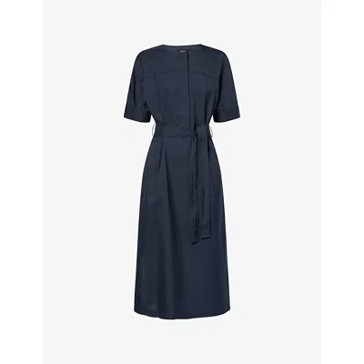 Theory Womens Nocturne Navy Short-sleeve Woven Shirt Dress In Blue