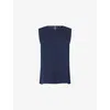 Theory Womens Nocturne Navy Straight Shell Silk Top In Blue