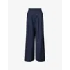 Theory Womens Tailored Pleated Wool-blend Trousers Nocturne Navy In Nocturne Navy