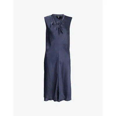 Theory Womens Nocturne Navy Twist Scoop Sleeveless Woven Midi Dress