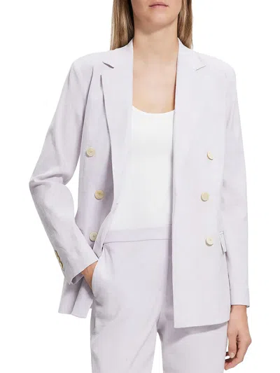 THEORY WOMENS OFFICE BUSINESS DOUBLE-BREASTED BLAZER