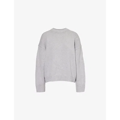 Theory Womens  Oversized Round-neck Wool And Cashmere-blend Jumper In Light Heather Grey