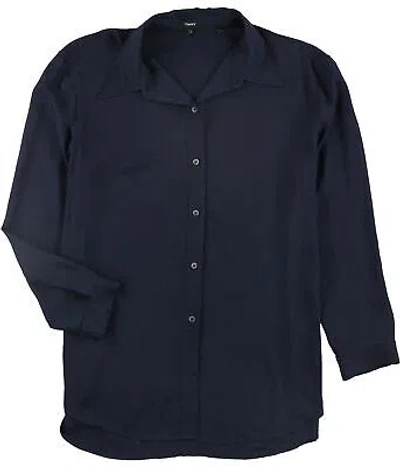 Pre-owned Theory Womens Pointed Collar Button Up Shirt, Blue, X-large