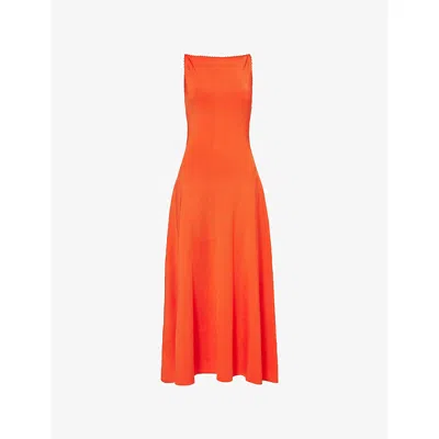 Theory Womens Poppy Th Sq Nk Maxi Dressbri In Orange