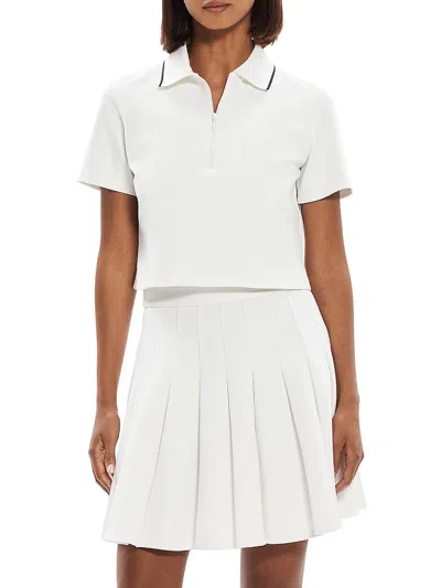 Theory Womens Quarter-zip Collared Polo Top In White
