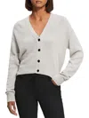 Theory Womens Ribbed Trim Cotton Cardigan Sweater In Grey