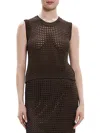 Theory Polished Twist Mesh Vest Top In Pecan