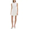 Theory Sleeveless Crewneck Pleated Mini Dress In White