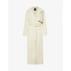 THEORY THEORY WOMENS SAND NOTCH-LAPEL RELAXED-FIT STRETCH-COTTON TRENCH COAT