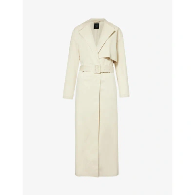 Theory Womens Sand Notch-lapel Relaxed-fit Stretch-cotton Trench Coat