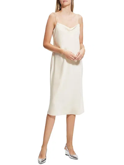 Theory Womens Satin Midi Slip Dress In Golden Wheat