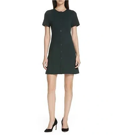 Pre-owned Theory Womens Snap Front Shift Dress In Medgreen