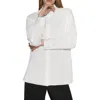 Theory Womens Solid Cotton Button-down Top In White
