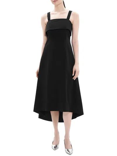 Theory Womens Solid Linen Sheath Dress In Black