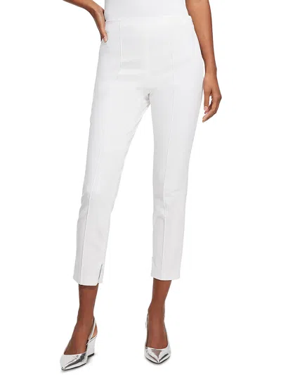 Theory Womens Solid Pintuck Ankle Pants In White