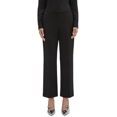 Theory Womens Solid Polyester Straight Leg Pants In Black