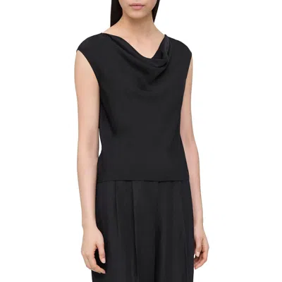 Theory Cowl Neck Top In Silk Georgette In Black
