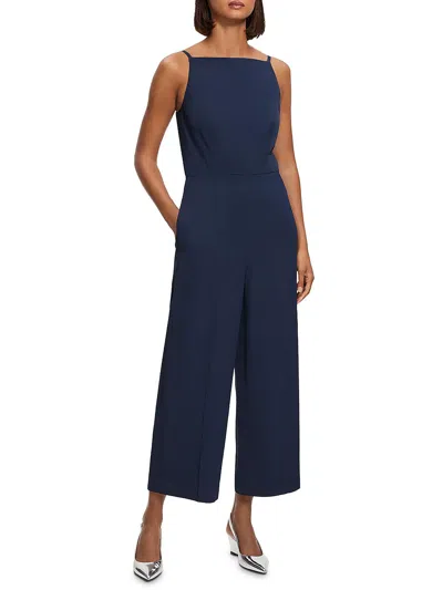 Theory Womens Square Neck Sleeveless Jumpsuit In Blue