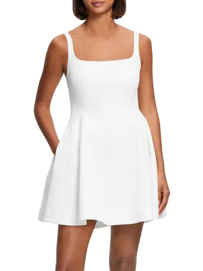 Theory Womens Textured Pique Fit & Flare Dress In White