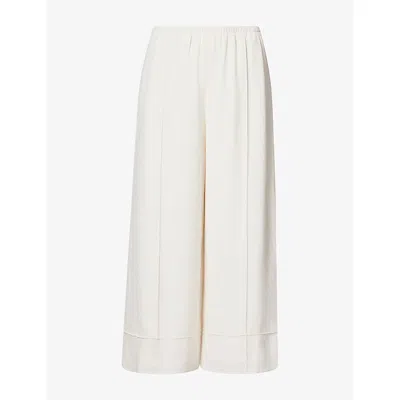 Theory Womens The Pintuck Crepe Woven Trousers Rice In Neutral