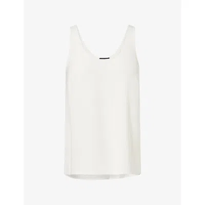 Theory Womens The Scoop Crepe Woven Tank Top Rice In White