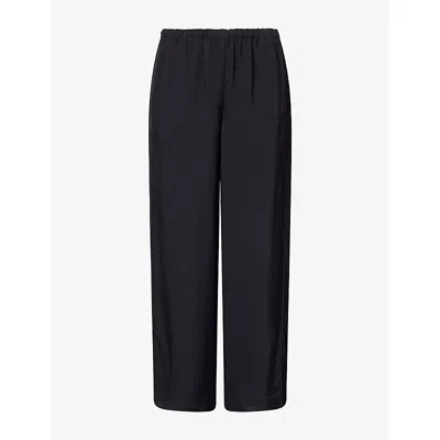 Theory Womens The Slit Wide-leg Woven Trousers Black - 001