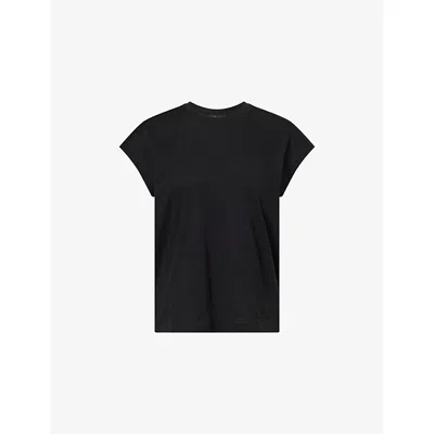 Theory Womens Black Bind Boxy-fit Cotton Top
