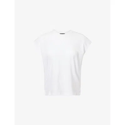 Theory Womens White Bind Boxy-fit Cotton Top