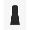 Theory Womens Black Boat-neck Tailored Wool-blend Mini Dress In Black