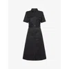 Theory Short-sleeve Military Chino Midi Dress In Black