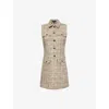 Theory Mixed Tweed Military Mini Dress In Wheat Multi