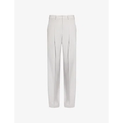 Theory Womens Platinum Pleated Crepe Wide-leg High-rise Woven-blend Trousers