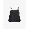 Theory Pleated Cotton-blend Poplin Camisole In Black