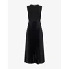 Theory Womens Black Pleated Sleeveless Stretch-woven Midi Dress Xs In Black